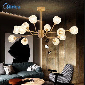 美的(midea) led吊灯轻奢客厅卧室餐厅12头魔豆分子灯家用创意现代