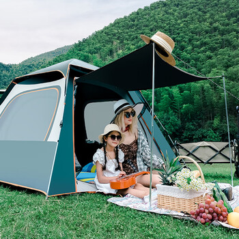 帐篷户外全自动弹开便携式折叠野炊帐篷防雨防晒露营野餐速开帐篷 3-4