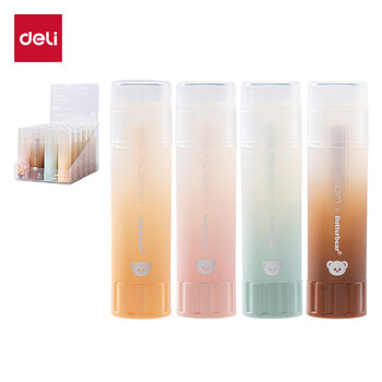 得力黄油小熊固体胶棒高粘度儿童手工棒棒胶无甲醛ACR果冻胶棒高粘顺滑 办公用品15g颜色随机NS146-B