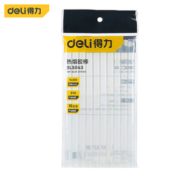 得力（deli）高粘性零甲醛热熔胶枪胶棒胶条10支装家用DIY 11*200mm应急常备
