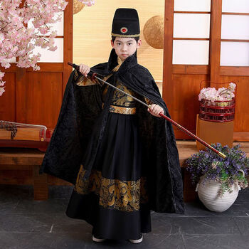 古装锦衣卫飞鱼服儿童四大名捕古风汉服明制侠客武士表演出服 金色1