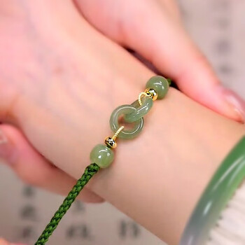 晴夫人环环相扣和田玉手链同心圆饱满女生款2022新款转运珠子平安扣