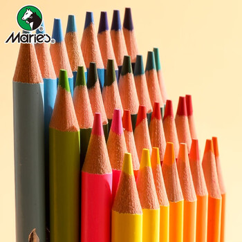 【全网低价】马利(Marie's)油性彩铅72色 盒装学生儿童绘画涂色填色彩色铅笔 加粗笔芯原料饱满上色均匀C7524-72 速写 马克笔绘画
