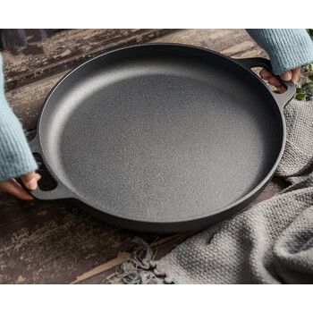 加厚铸铁无涂层鏊子煎饼果子工具平底锅生铁家用烙饼不粘手抓饼锅27cm