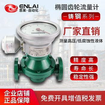 恩莱·科技铸钢椭圆齿轮流量计 高精度液体计量表可回零 DN25沥青重油柴油汽 高温加价