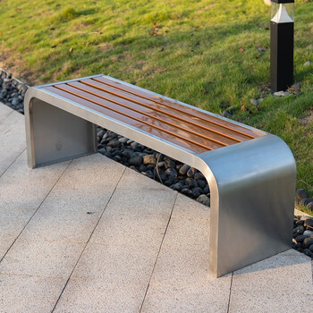 芯昂公园椅户外不锈钢长椅广场双人座椅室外防腐木塑木休闲长条凳芯昂