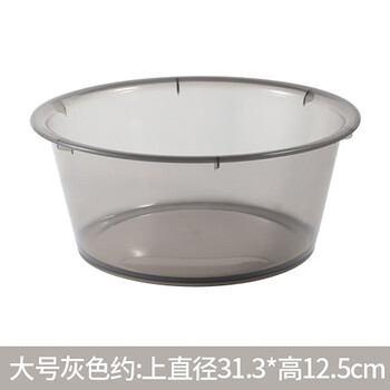 富居透明洗脸盆31cm加厚塑料盆学生宿舍洗脚盆洗菜盆子(大号灰色)