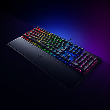雷蛇（Razer）黑寡妇蜘蛛V3 机械键盘 游戏电竞电脑 全新透明机械轴 RGB灯效带腕托 104键 绿轴