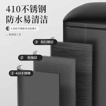 AKBK不锈钢垃圾桶脚踏式厨房客厅办公室高档家用大号带翻盖脚踩20L银