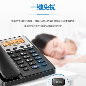 步步高（BBK）电话机座机 固定电话 办公家用 免电池 双接口 HCD213 plus 睿智黑