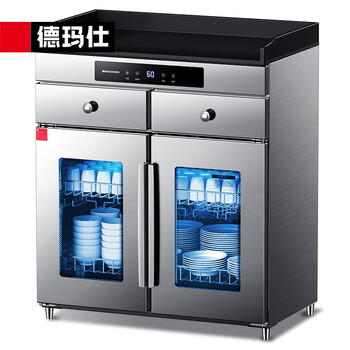 立式双开门 食堂学校酒店厨房餐具消毒碗柜 大型不锈钢大容量保洁柜
