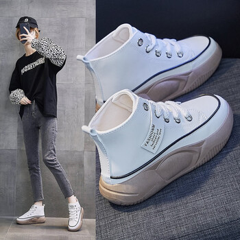 gn 品牌运动板鞋女厚底增高学生小白鞋高帮女鞋轻便透气跑步鞋子女