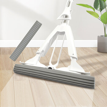 妙洁胶棉拖把38cm杆长132共2头对折式大懒人家用一拖净免手洗海绵吸水