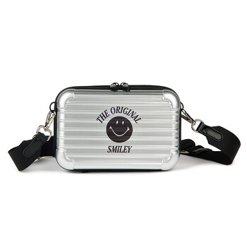 smiley笑脸包包女22新款方盒包百搭时尚流行小众学生单肩斜挎包银灰