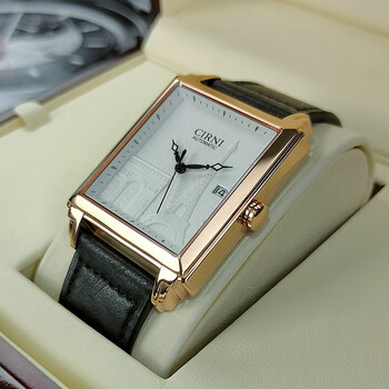 西亚尼cirni长方形品牌手表男士机械表全自动真皮带个性时尚潮流腕表