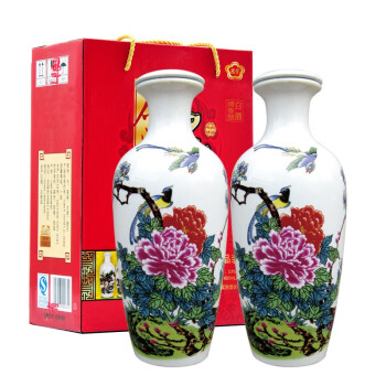 山西杏花泓譽鳳戲牡丹清香型白酒53度600ml2瓶整箱老酒景德鎮經典陶瓷