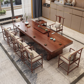 昊匠 实木茶桌椅组合新中式客厅家用茶台现代禅意功夫原木泡茶桌套装