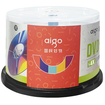 爱国者（aigo）DVD+RW 空白光盘/刻录盘 1-4速4.7GB 台产 桶装50片 可擦写 可重复刻录
