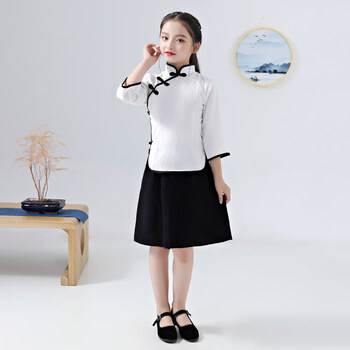 五四青年装儿童民国学生装棉麻女童古装民国风大合唱六一表演出服定制