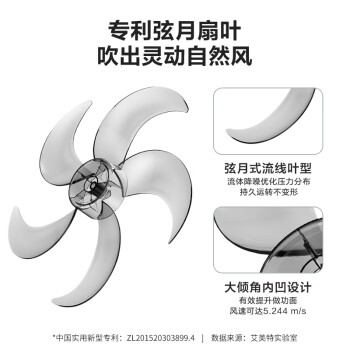 艾美特（AIRMATE）五叶家用电风扇大风量台式落地扇轻音节能空气循环小风扇定时电扇宿舍降温风扇 FSW65T2-5