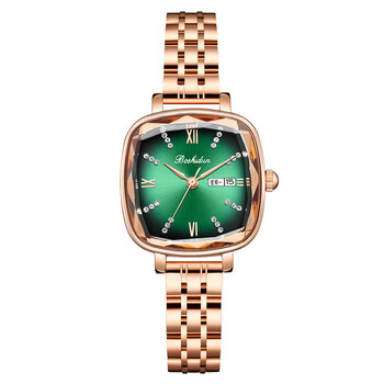 博仕顿手表boshidun博仕顿女士小绿手表轻奢小众石英腕表瑞士品质情人