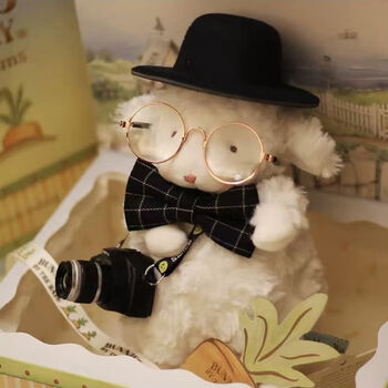 迪士尼disney美国bunnies17厘米小羊公仔毛绒玩具抖音小坐羊婚纱情侣