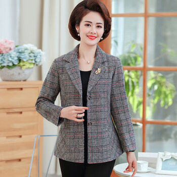 大唐喜乐牛妈妈装春秋外套中老年女装新款小西装中年女修身短款小巧