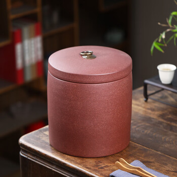 金镶玉宜兴紫砂茶叶罐紫 洱茶饼密封大号陶瓷罐 直筒复古茶叶罐 金镶玉宜兴紫砂茶叶罐紫 洱茶饼密封大号陶瓷罐 直筒复古茶叶罐