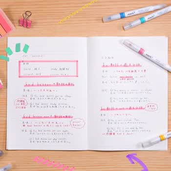 国誉(KOKUYO)进口mark+彩色荧光笔 学生用荧光笔划重点笔标记记号笔 粉色/灰色 1支装PM-MT201PM