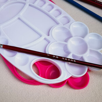 【全网低价】芬尚 儿童彩色颜料盘 幼儿园美术绘画调色盘可装水粉水彩颜料 红白24*14.5cm（两个装）