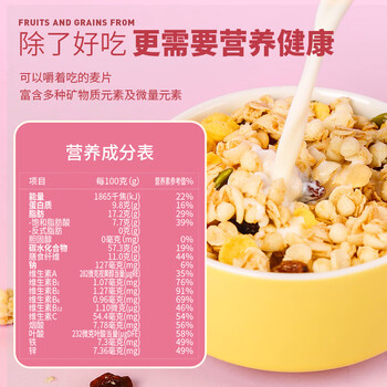 捷氏水果坚果燕麦片谷物脆360g多种营养素非油炸代餐干吃营养食品