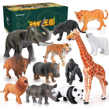 纽奇（Nukied）儿童恐龙玩具男孩3-6岁动物模型霸王龙长颈鹿野生动物套装礼物 动物王国12件套【动物手册】