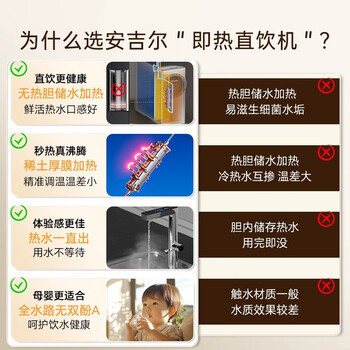 安吉尔净水器即热式家用加热直饮一体机净饮机RO反渗透过滤厨下式过滤器E-Tech鲜热一体国家补贴