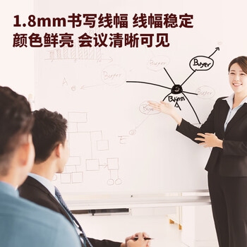 得力(deli)S507 可加墨白板笔办公会议笔 水性可擦易擦笔 教师标记笔画板水笔 蓝色 10支/盒 5盒装