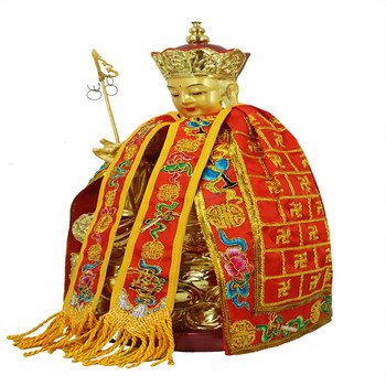 地藏王佛像袈裟披风佛衣祖师公祖师菩萨披袍佛袍定制神明衣服 红色 6