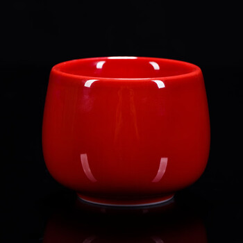 手工中国红釉茶杯郎红品茗杯功夫主人杯红色陶瓷茶具/能量杯 具/能量