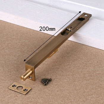 纯铜双对开门子母门木门暗装插销锁 黑色仿古铜天地暗插销f型插销 8寸