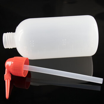 海斯迪克 HKCL-507 红头塑料洗瓶 加厚带刻度弯头洗瓶 冲洗瓶 塑料挤瓶吹气瓶 250mL 