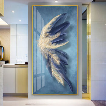 精选轻奢玄关装饰画时尚羽毛走廊过道挂画现代简约大气墙画入户大壁画