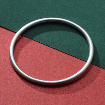 uww原创设计 足银999银手镯古法传承简约闭口实心光面素圈镯子女 54圈