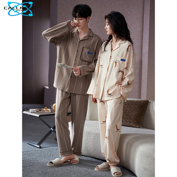 CALLNEED品牌轻奢高端情侣睡衣新款女棉质长袖男士可爱家居服套装秋冬款I20XH32208-女款 M