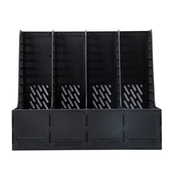 得力 (deli) 文件框33777四联文件框文件栏文件架 学生用桌上书立架 办公文件夹收纳盒置物架 黑色