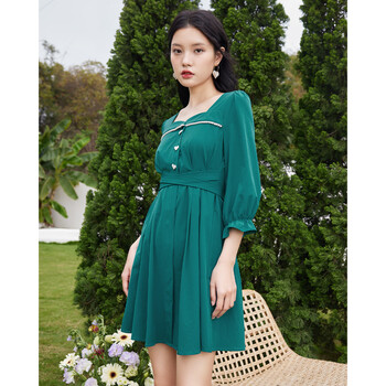 ief/爱依服气质知性连衣裙2022年春夏新款法式文艺轻熟风收腰短裙3102