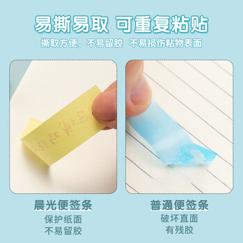 晨光（M&G）文具彩色索引便利贴标签贴小号便签贴纸粘性小条标记书签贴便条纸 办公用品4色76*19mm12包