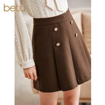 【复古格纹半身裙】女团高腰显瘦学院风jk百褶裙减龄小a裙 咖啡色 xs