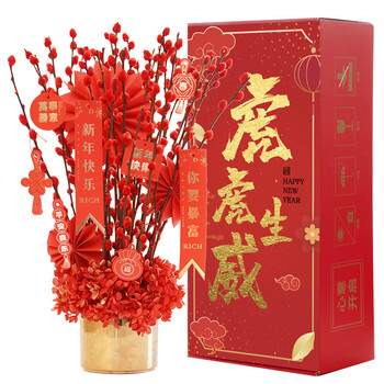 I M Hua Hua金盆银柳款 I M Huahua 银柳30枝年宵花卉福桶花银柳客厅装饰装饰摆件年会礼品三八妇女神节礼物 行情报价价格评测 京东