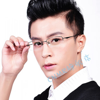 cnmr超轻纯钛眼镜架男半框商务眼镜框配眼镜男舒适眼睛框镜架银色
