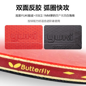 蝴蝶（Butterfly）四星级乒乓球拍直拍 双面反胶皮5层合板底板兵拍单只402 内附拍套