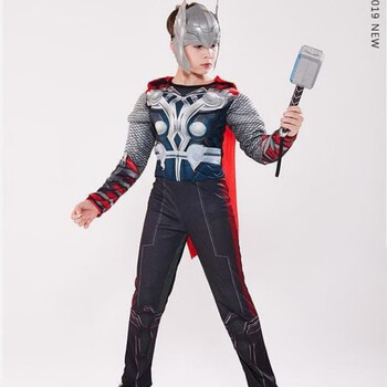 雷神衣服套装万圣节舞会派对肌肉款表演演出服装 雷神套装 披风 100cm