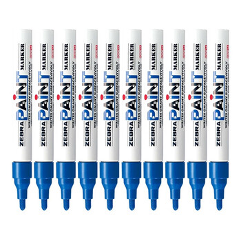 斑马牌（ZEBRA）油漆笔 油性记号笔 大号物流笔签名笔/马克笔 PAINT-MOP 蓝色 10支装